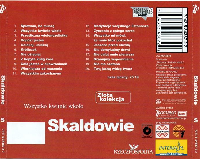 2001. Skaldowie - Złota kolekcja - Wszystko kwitnie wkoło FLAC - Back.PNG