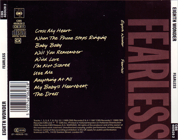 Eighth Wonder - Fearless CD Album 1988 - Back.jpeg