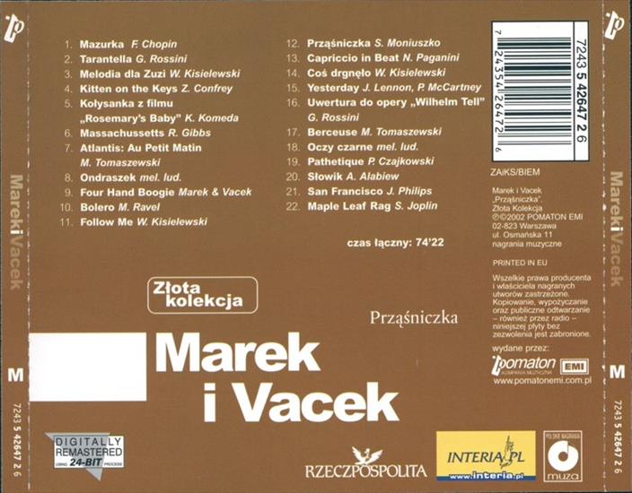 MAREK I VACEK-PRZĄŚNICZKA-ZŁOTA KOLEKCJA - Marek I Vacek-Prząśniczka-Złota Kolekcjaback.jpg