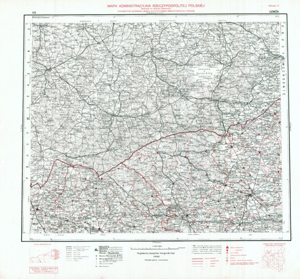 Mapa administracyjna Rzeczypospolitej Polskiej 1-300.000 - 45 - Arkusz 11 ŁOMŻA WIG 1937.jpg