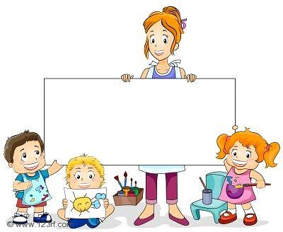 DYPLOMY I WIZYTÓWKI - 8268688-illustration-featuring-an-art-class-for-kids-and-a-blank-board.jpg