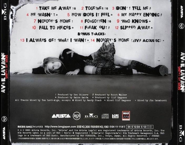 Avril Lavigne - Under My Skin - album Avril Lavigne - Under My Skin - back.jpg