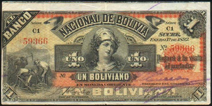 Bolivia - BoliviaPS211b-1Boliviano-1892-donated_f.jpg