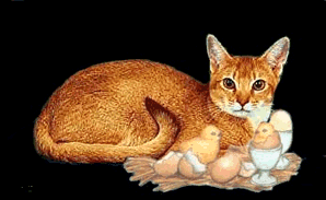 Gify-Wielkanoc - kotek ruchomy  z kurczakami ruchomy.gif