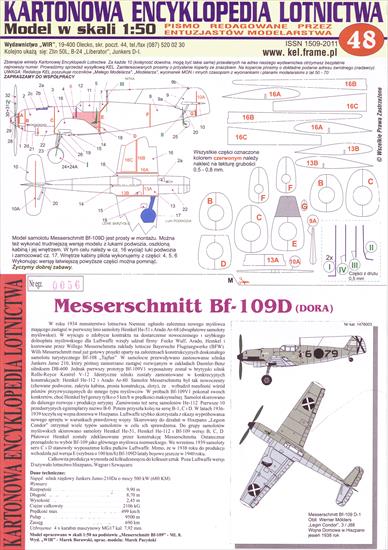 Model kartonowy - Answer - Kartonowe hobby - Answer - Kartonowa encyklopedia lotnictwa - Messerschmitt BF109D Dora.gif