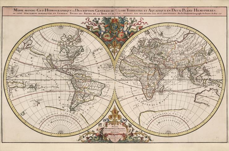 Antyczne mapy swiata - Mappe-Monde Geo-Hydrographique, ou Description Ge...ale du Globe Terrestre et Aquatique en Deux 1696.jpg